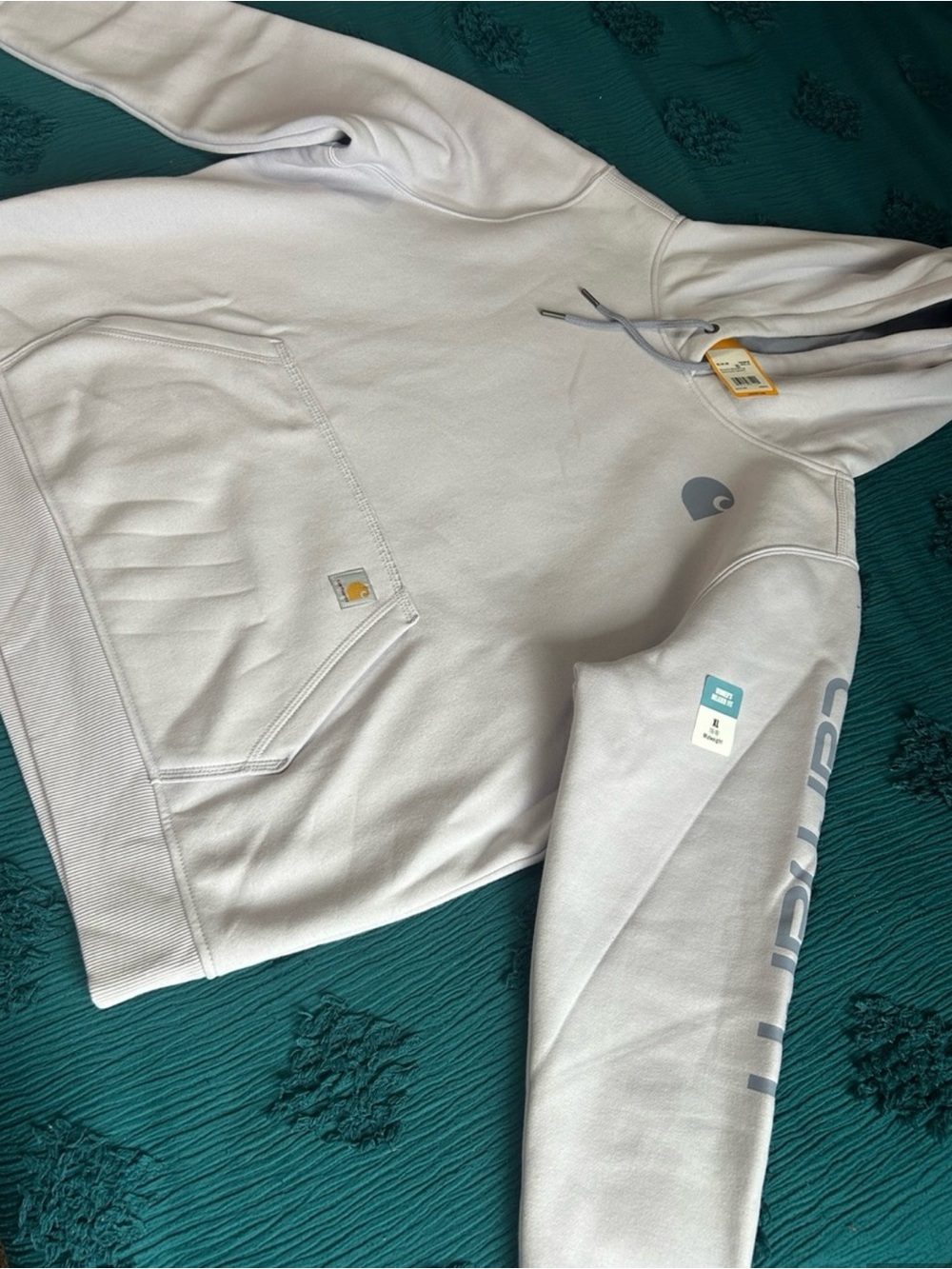Carhartt woman’s Crewneck Hoodie in Light Gray